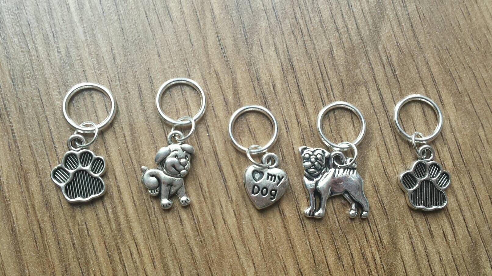 Dog Stitch Markers// Dog Lovers Knitting Markers// Progress Etsy