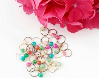 O-my O Ring Stitch Markers// Knitting Markers// Glass Bead Markers