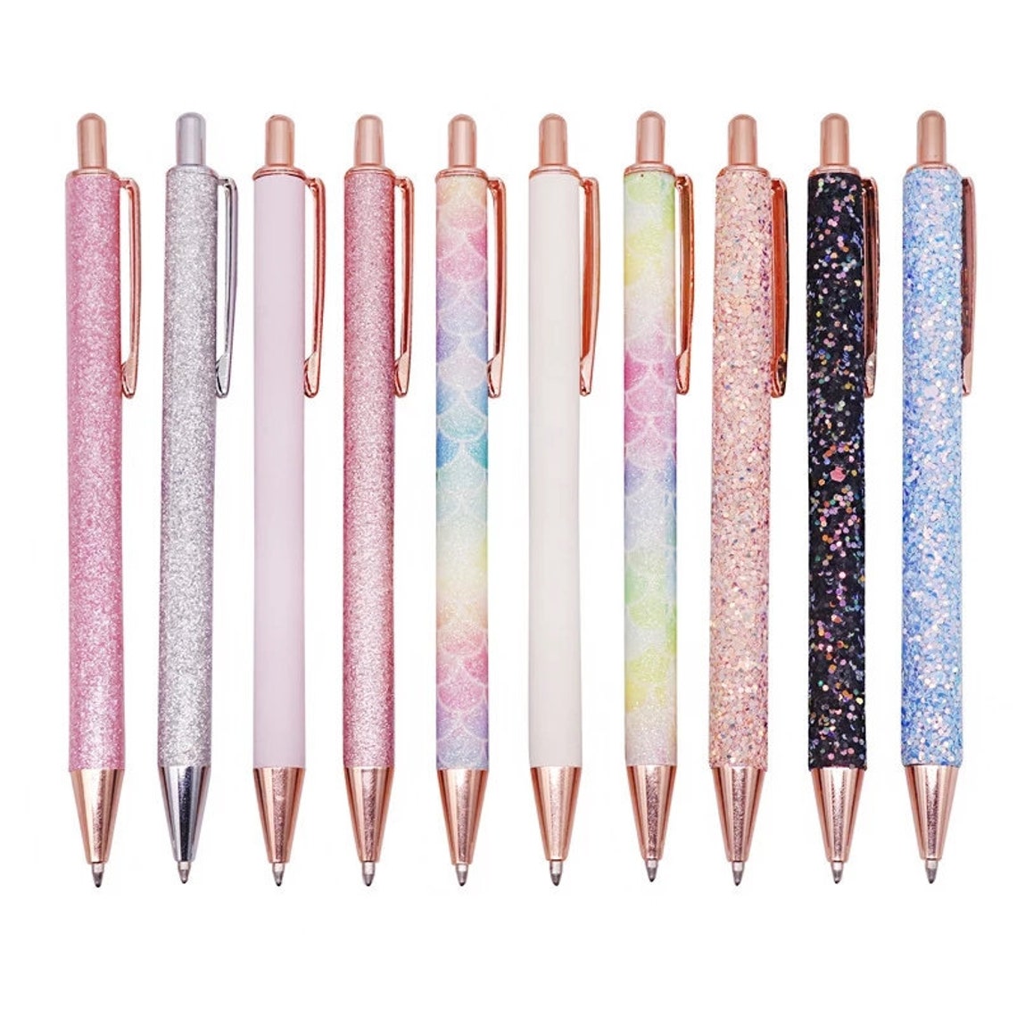 Glitter Ballpoint Pen Pink Black Blue Glittery Ballpoint Pen Etsy