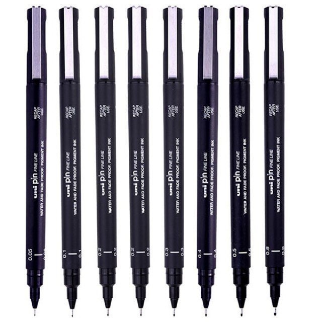 9 Black Fineliner Pens Set Pigment Ink Pen Drawing Fineliner