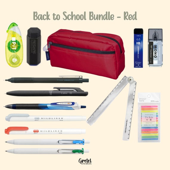 Red Back to School Japanese Stationery Bundle 