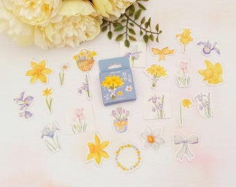 Spring Daffodils Decorative Sticker Flakes, Spring Flower Stickers