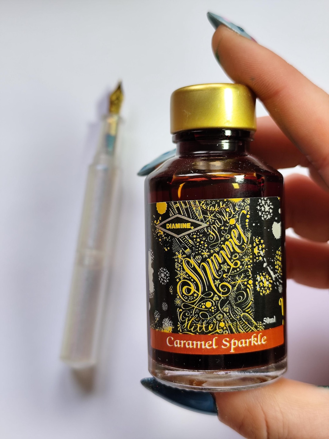 Diamine Fountain Pen Ink - Caramel Sparkle - Shimmering - 50ml - Etsy