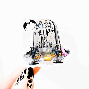 RIP Bad Decisions Halloween Tombstone Decorative Vinyl Sticker