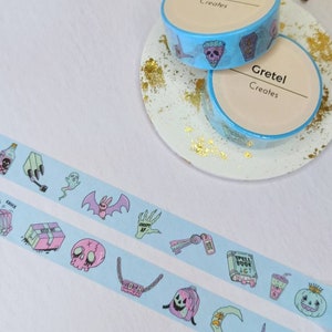 Pastel Goth Washi Tape, Purple & Blue Halloween Decorative Tape