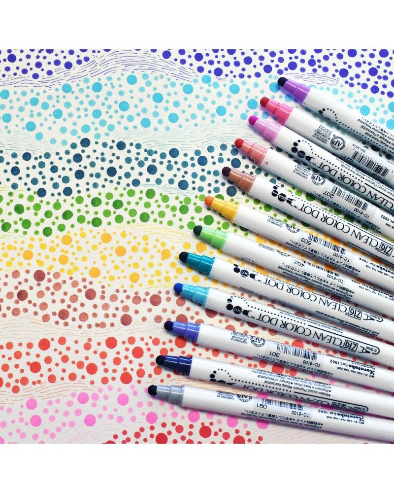 Kuretake ZIG Clean Color Dot Dual Tip Marker - 12 Color Set