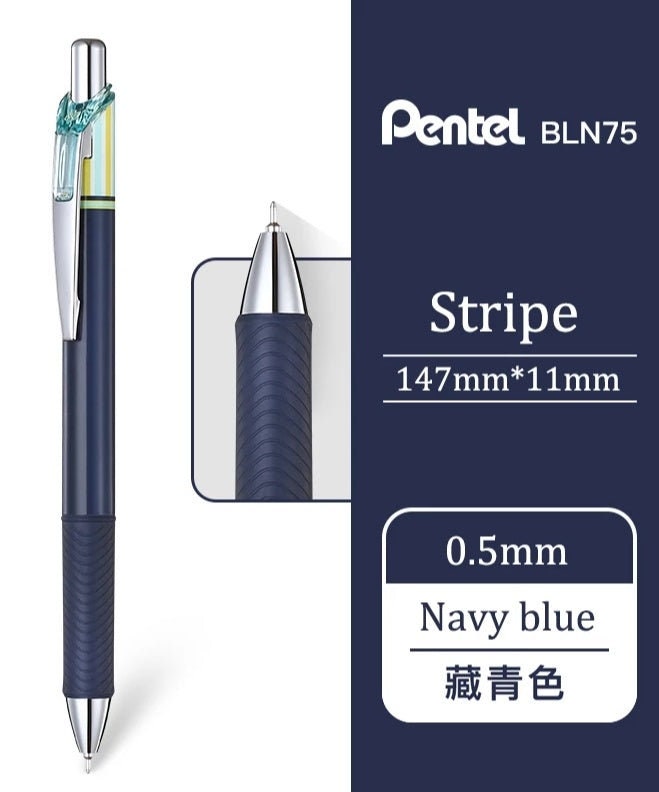 Pentel EnerGel Clena Gel Pen - 0.3 mm - Black Ink, Pastel Blue