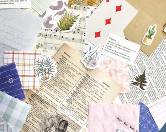 Kit de scrapbooking vintage Ephemera Junk Journal - 100 feuilles de papier pour collage, techniques mixtes et journal intime