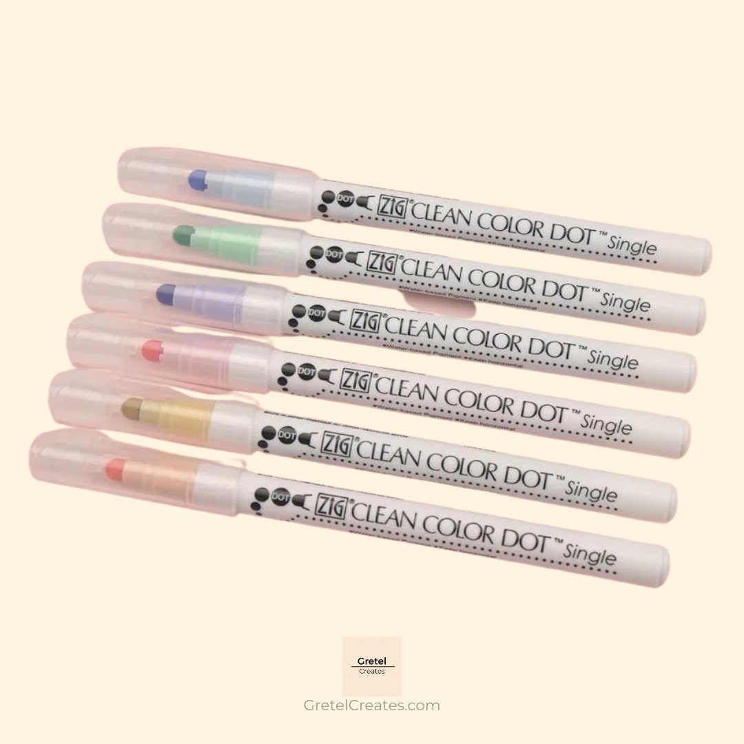 Zig Clean Color Dot Single Tip Marker - Mild Colors Set of 6