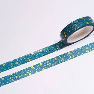 10mm Teal and Gold Stars Washi Tape