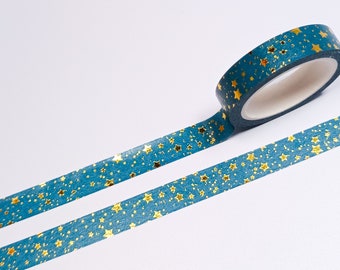 10mm Teal and Gold Stars Washi Tape