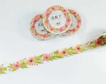 20mm Blumengirlande Washi Tape, Dekoratives Planner Tape Rot & Grün
