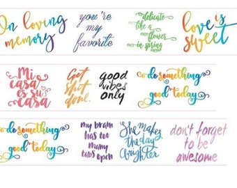 Positive Affirmation Washi Tape, Rainbow Positive Phrases Decorative Tape