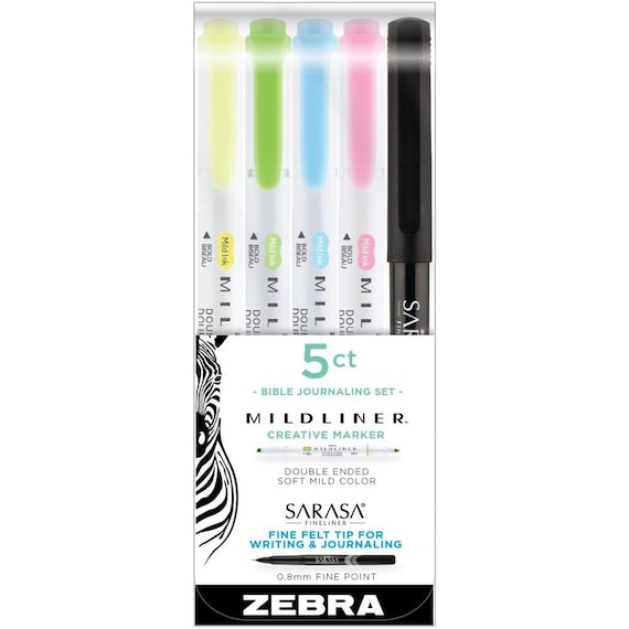 Zebra Pen Journaling Set, Includes 7 Mildliner Highlighters and 7