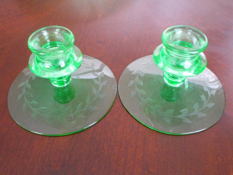 Antique Elegant Glass Etched Bowl Candle Holder Set Lot Etsy