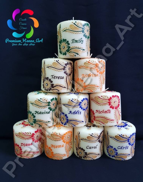 Decorative Personalised Henna Mehndi Candles - Wedding, Christmas, Birthday Gift