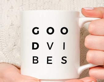 Taza de Buenas Vibraciones, Regalo de Pensamiento Positivo, Regalo de Aliento