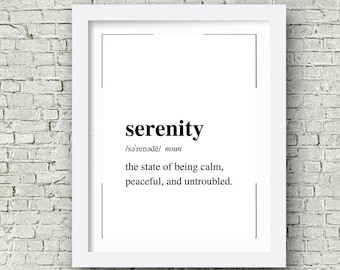 Serenity Definition Print, Enneagram 1 Virtue, Enneagram 1 Printable Wall Art