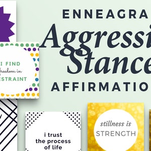 Conjunto de cartas de postura agressiva do Eneagrama, Eneagrama 3, Eneagrama 7, Eneagrama 8, Mantras para impressão do Eneagrama