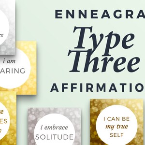 Cartões de afirmação do Eneagrama 3, autocuidado tipo três, crescimento do Eneagrama 3, estresse do Eneagrama 3, download instantâneo de mantras para impressão