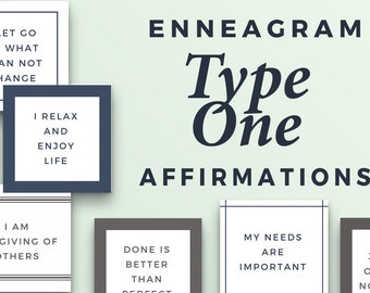 Enneagram 1 Affirmation Cards, Enneagram Type One Self-Care, Instant Download Printable Mantras