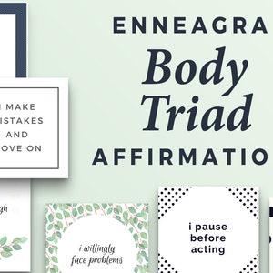 Conjunto de cartas da tríade corporal do Eneagrama, Eneagrama 5, Eneagrama 6, Eneagrama 7, Mantras para impressão do Eneagrama