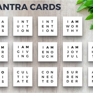 Cartões de mantra para impressão, download digital de impressões quadradas, palavra do ano, palavras motivacionais