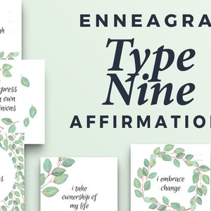 Cartões de afirmação do Eneagrama 9, autocuidado tipo nove, download instantâneo de mantras para impressão, estresse e crescimento do Eneagrama 9