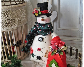 Snowman doll Mr. Donovan Textile OOAK doll Prim doll Christmas decor