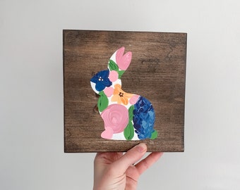 Mini floral bunny sign | easter sign | easter decor | bunny decor | boho farmhouse decor | bunny sign | floral bunny | bunny decor