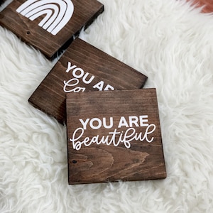 Words of affirmation sign | affirmation sign | you are loved sign | you are beautiful sign | mini sign | farmhouse home decor