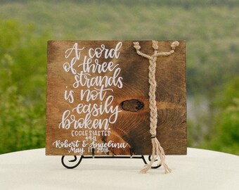 A cord of three strands Wedding Sign | Bible Sign | Stained Sign | Home Decor | Ecclesiastes | Wedding Decorations Rustic