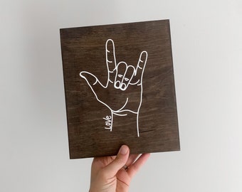 I love you sign | sign language sign | ASL sign | boho decor | home decor | farmhouse sign