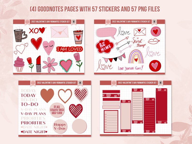 Love, Romantic Sticker Set. 57 Goodnotes Digital Stickers [pre-cropped ...