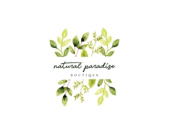 Watercolor logo - leaf logo - nature logo - leaves logo - watercolor leaf - organic logo - botanicals logo - bouquets logo- floral logo