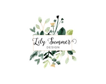 Watercolor logo - leaf logo - nature logo - leaves logo - watercolor leaves - organic logo - botanicals logo - bouquets logo- floral logo