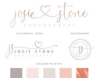 Premade Logo | Blog Logo | Photography Logo | Logo design | Rose gold Logo | Shop Logo | Watermark | Branding Package | Signature logo