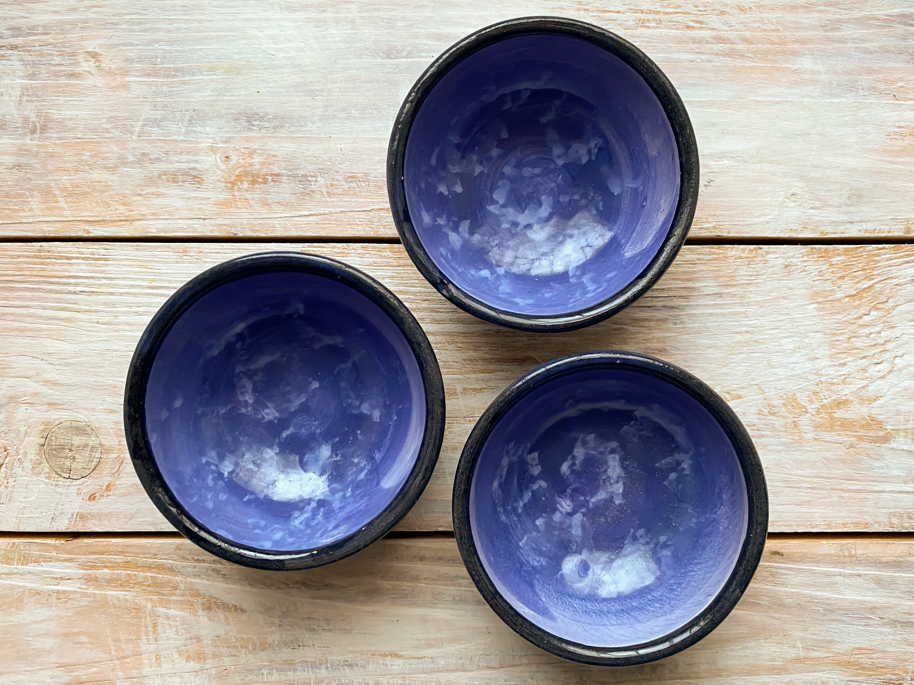 Set of saucers 3 pieces blue bowl blue plate pottery Etsy