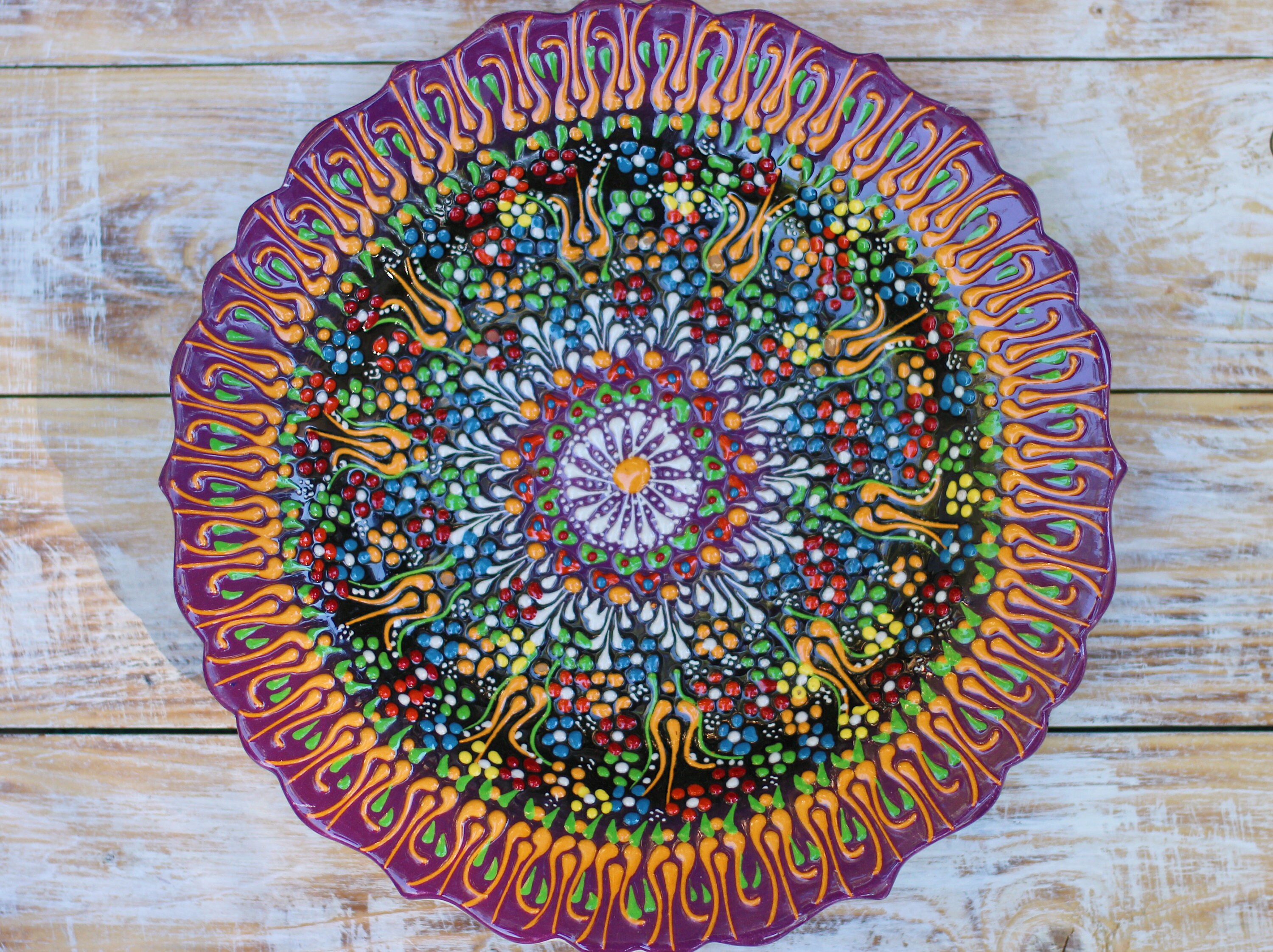 Purple platter pottery gift purple big plate decorative Etsy