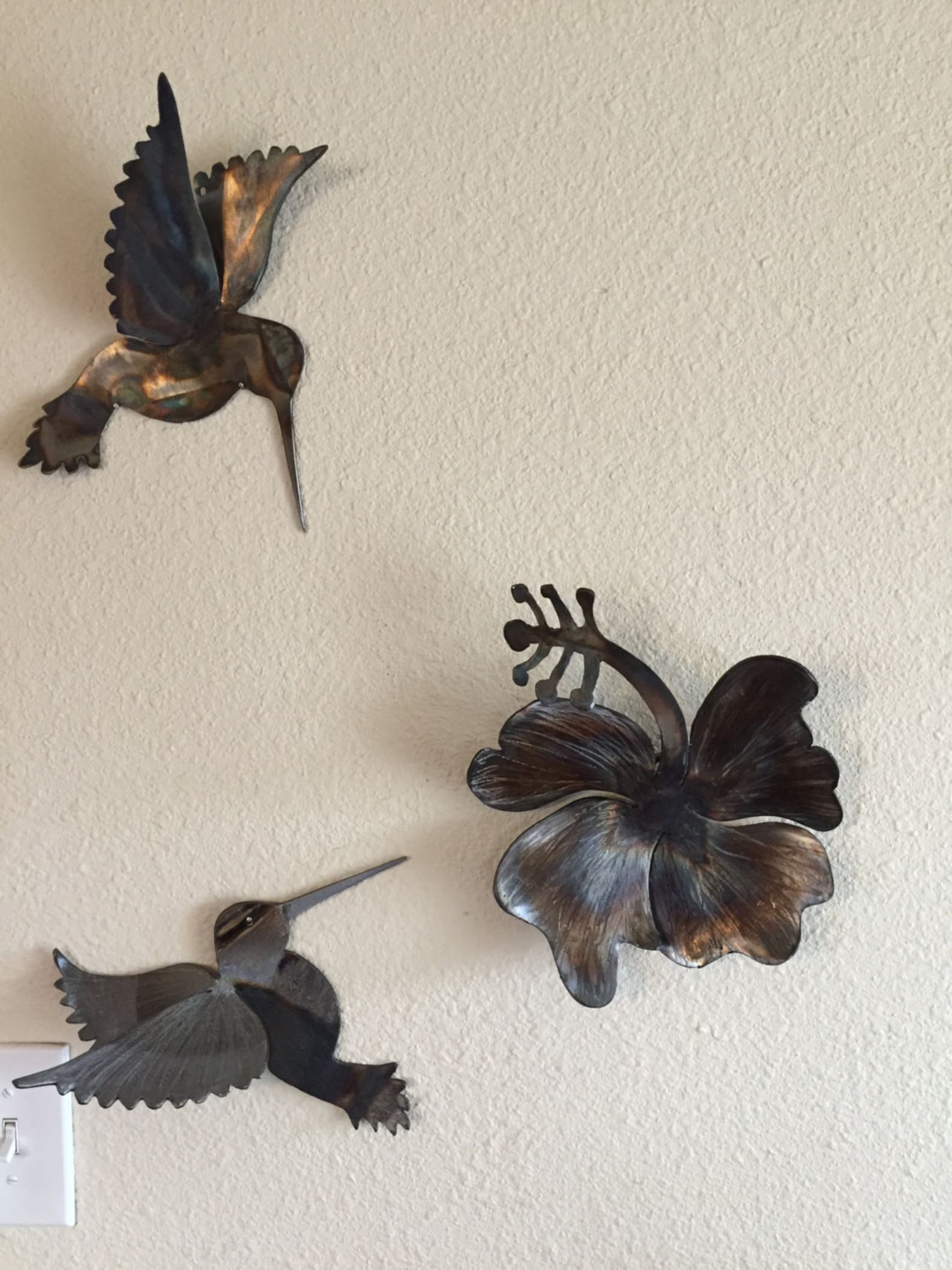 Colorful metal hummingbird wall art Etsy