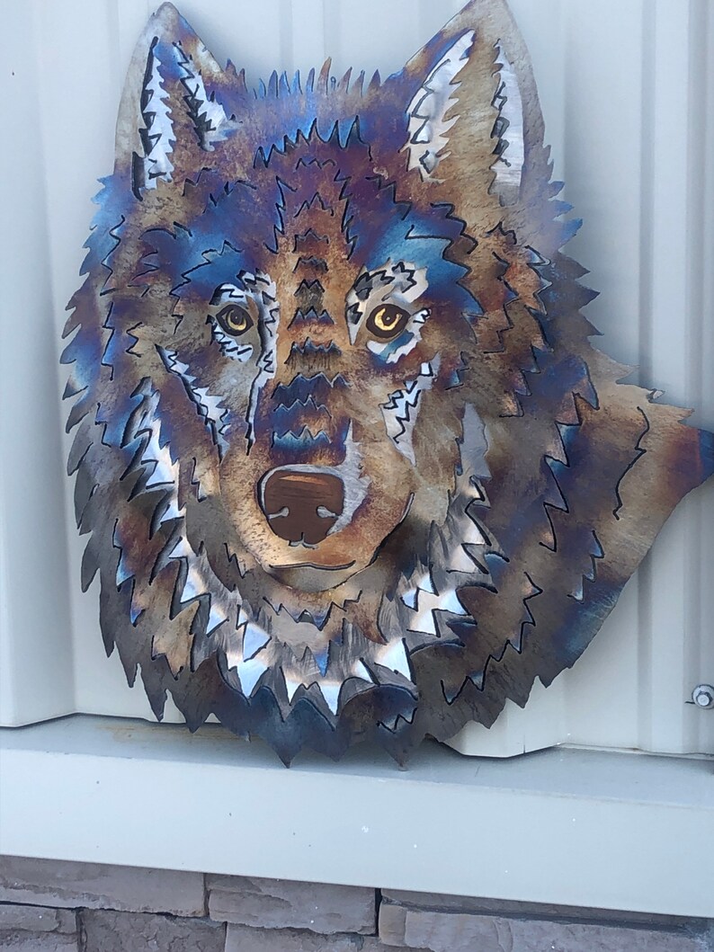 Wolf Head Metal Wall Art Etsy