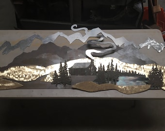 mountain scene mural