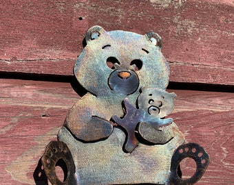 Momma bear and baby bear sculpture and card holder