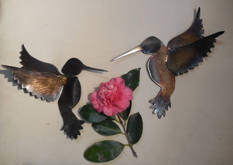 Colorful metal hummingbird wall art Etsy