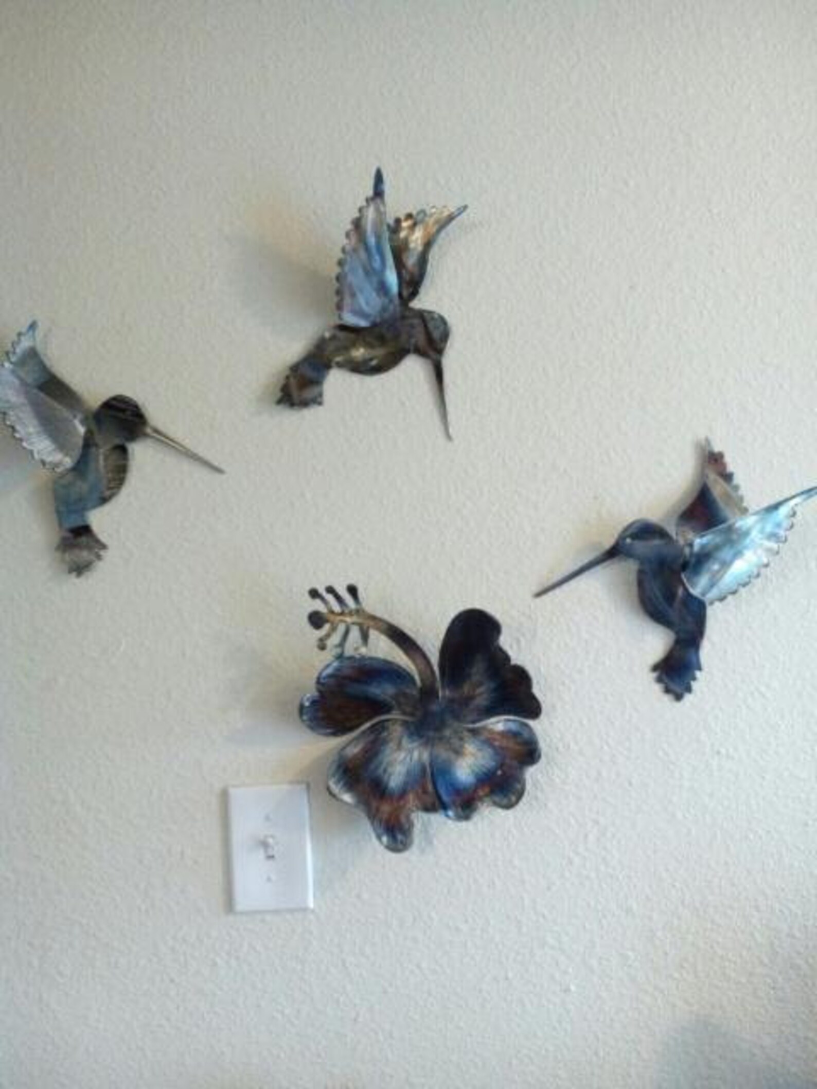 Colorful metal hummingbird wall art Etsy