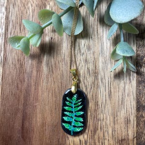 Clay Charm, floral charm, hand painted clay, fern illustration, charm necklace