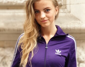 purple and black adidas jacket