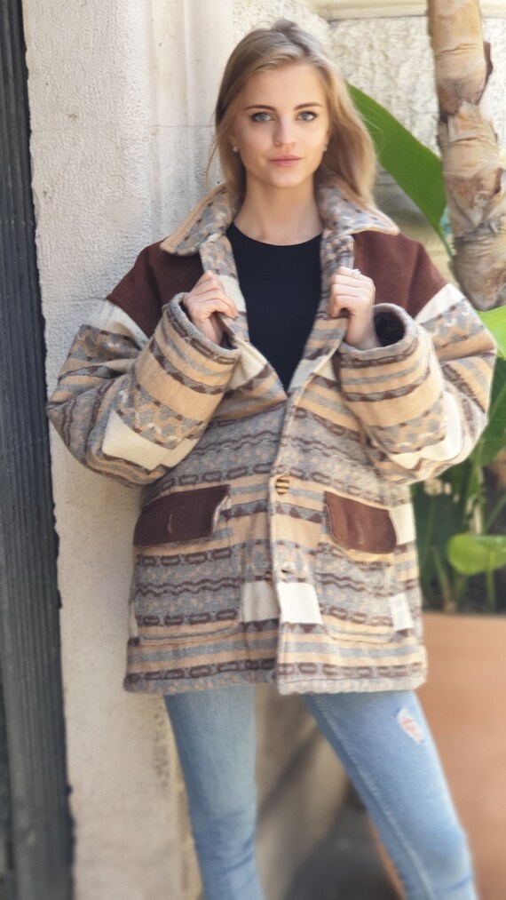 vintage 90s suede wool aztec Jacket