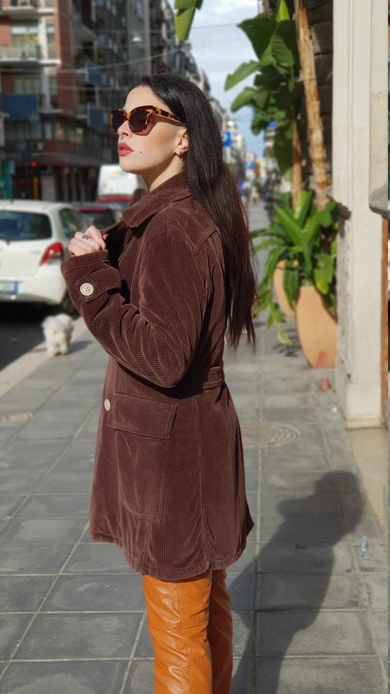 Vintage 80/'s Classic velvet trench coat