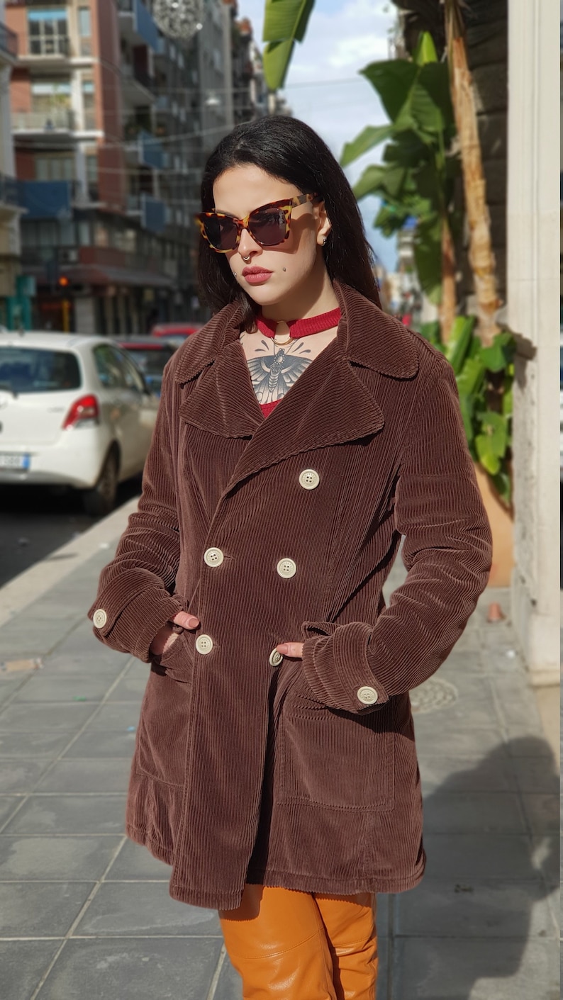Vintage 80/'s Classic velvet trench coat
